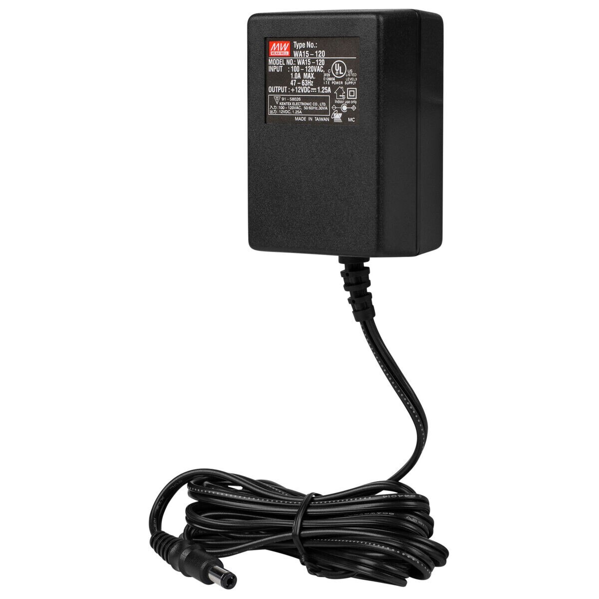 12V 1250mA DC Power Supply AC Adapter 2.1 x 5.5mm Center (+) Positive Plug
